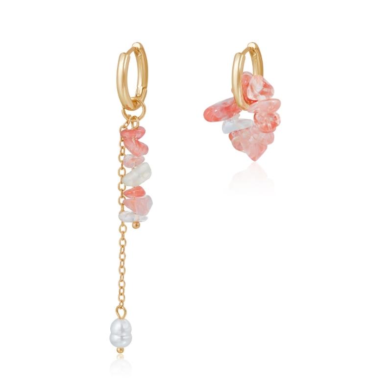 

Элегантный минималистичный набор бижутерии из сплава с ожерельем и серьгами из крошки розового кварца для повседневных или торжественных случаев