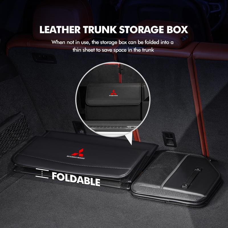 Multifunctional Car Organizer Waterproof Collapsible Leather Box For Mitsubishi Outlander Lancer Cross Colt Xpander Mirage