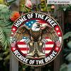 2D Flat, 1pc 7.87x7.87inch Aluminum, Patriotic Eagle "Home of the Free Because of the Brave" Vintage 2D Sign, Wall Art Decor for Home, Room