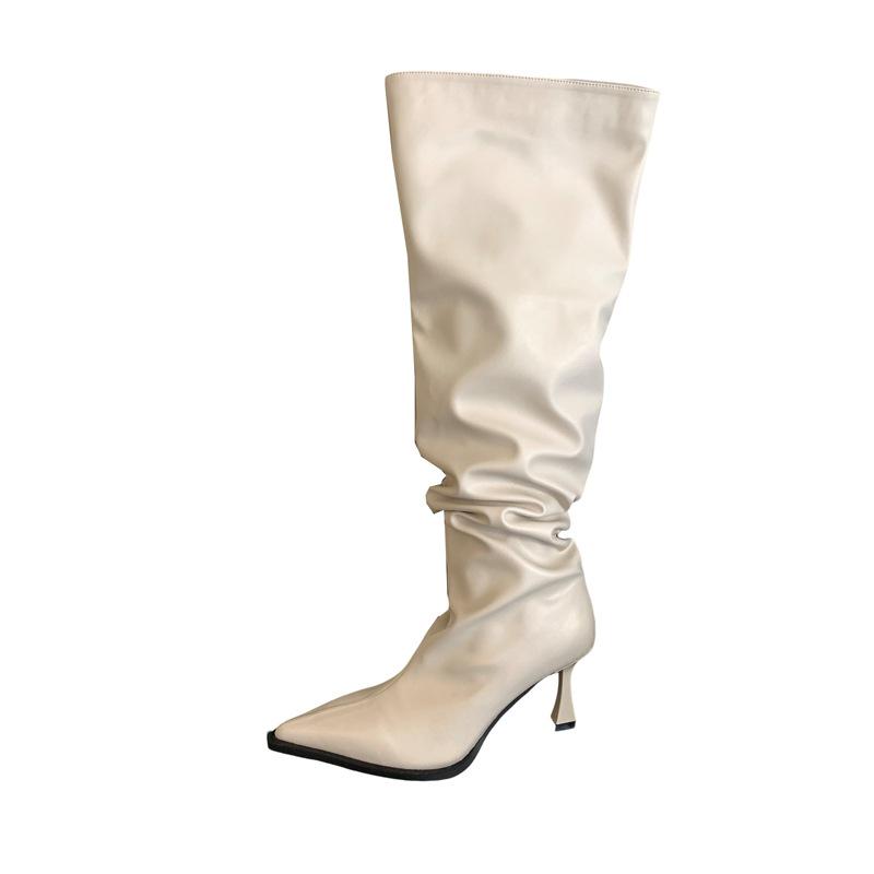 Stivali Alti da Donna con Tacco a Spillo, Suola Spessa, Zip Posteriore, Vestibilità Morbida, Collezione Moda 2024