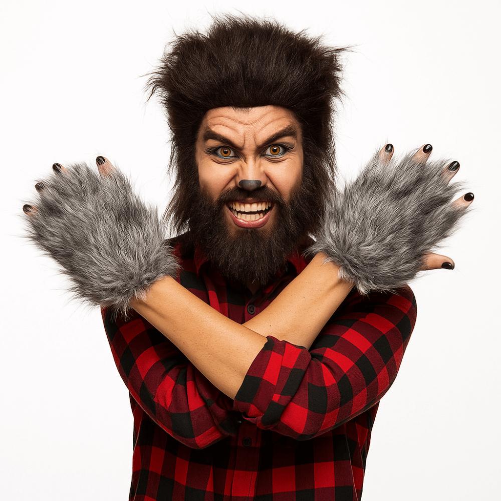 1 par hårig textur plysch vargvantar vargklohandskar Halloween jul cosplay tillbehör