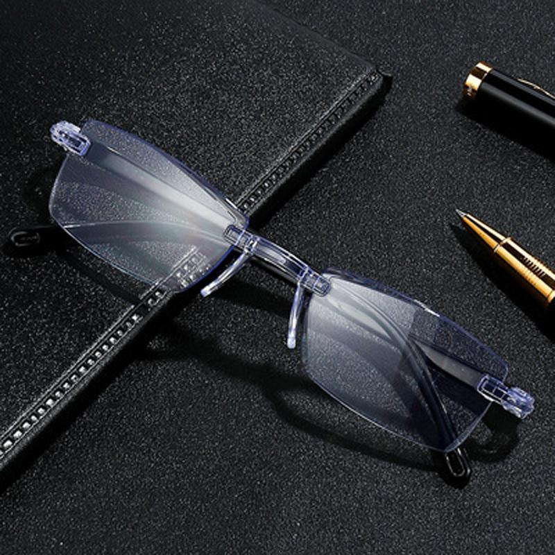 8Pcs Fashion Lightweight Reading Glasses Presbyopia Glasses Blue Light Blocking Glasses Rimless High-Definition Reading Glasses
