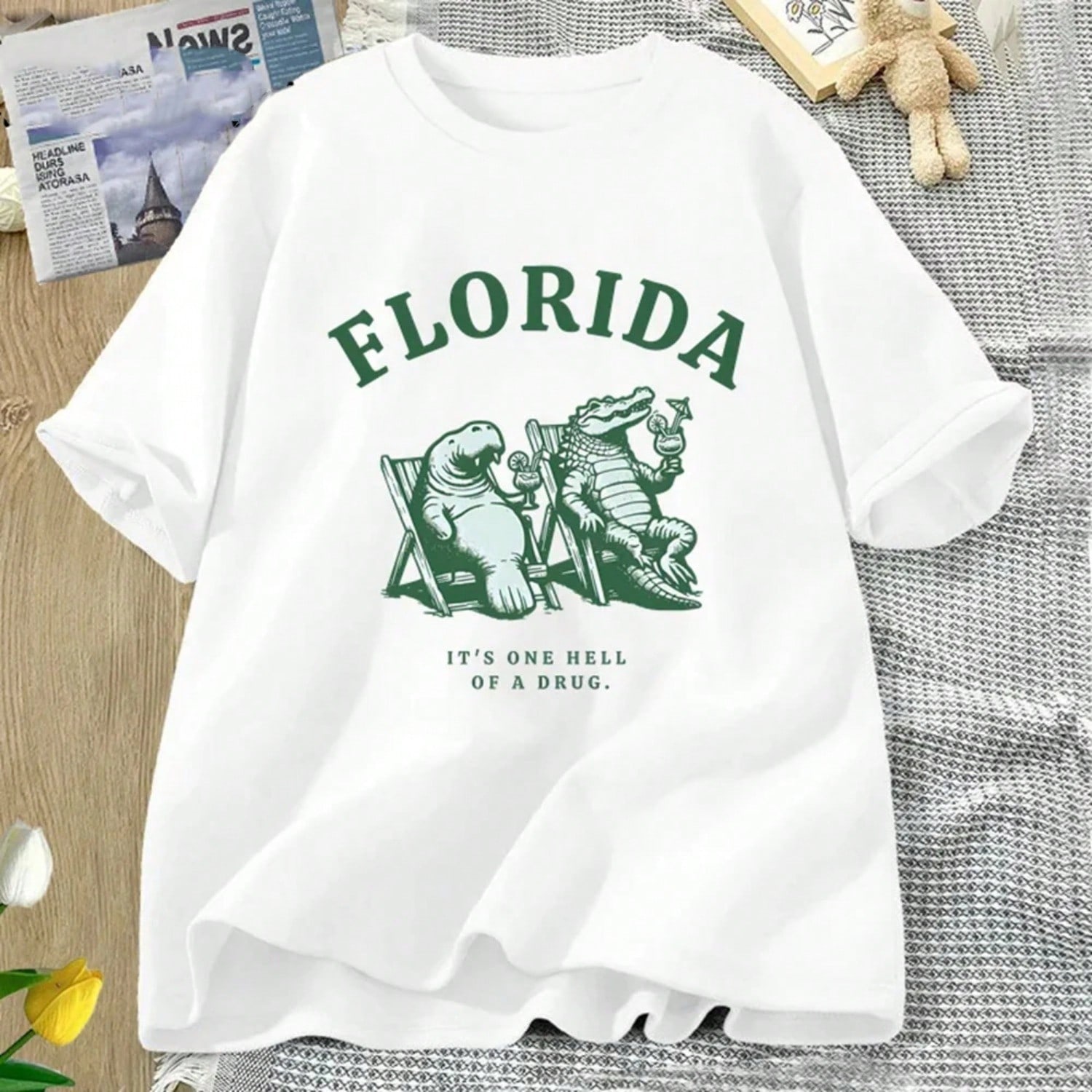 Florida T Shirt Funny Summer Animal T-Shirt Graphic Tee Wounisex Cotton Short Sleeve TTPD Tshirt Streetwear Woman Clothes 61507 S разноцветный