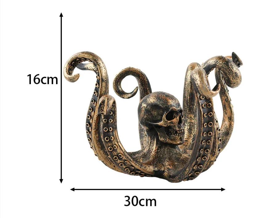 Creative Skull Octopus Ornaments Hallowmas Simulation Horror Resin Crafts Decoration Office Personalized Ornament Storage