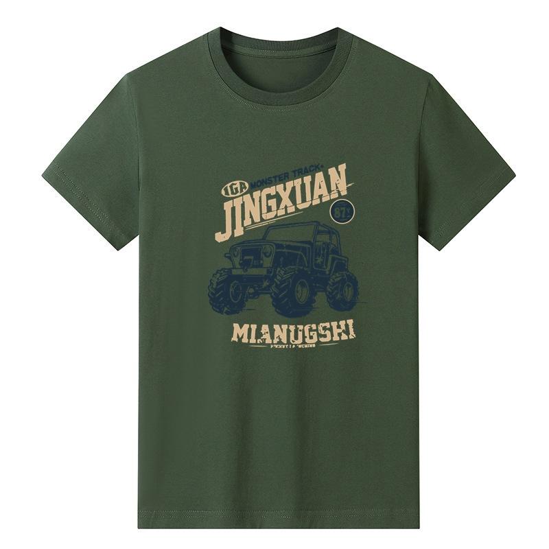Футболка с короткими рукавами, мужская летняя белая футболка, простая универсальная дышащая свободная рубашка с принтом автомобиля, рубашка большого размера 3XL