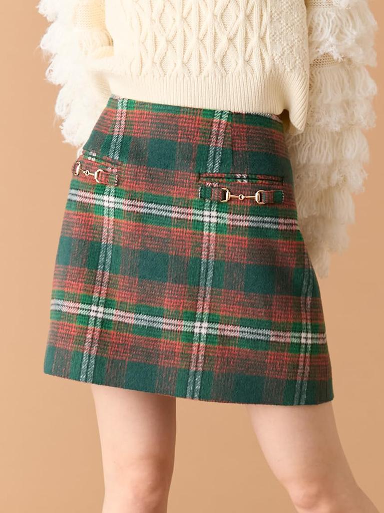 Front bit design mini skirt LWFS255004GRN1