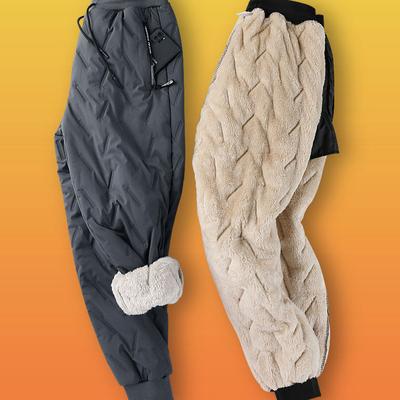 Heren Lamsvacht Joggingbroek Casual Fleece Warm Verdikken Joggers Broek Waterdicht Zwart Grijs Mannelijk Thermische Broek