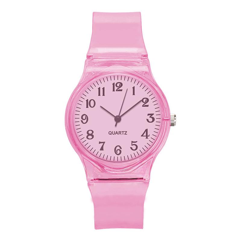 

Новые Модные Прозрачные Пластиковые Ремешки Цветной Циферблат Модные Часы розовый