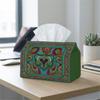 2D Flat 1pc Vintage Tissue Box, Paisley Ornamental Pattern- Teal Multicolor Decorative Design, Durable, Two Sizes Available, Ideal for Kitchen, Living