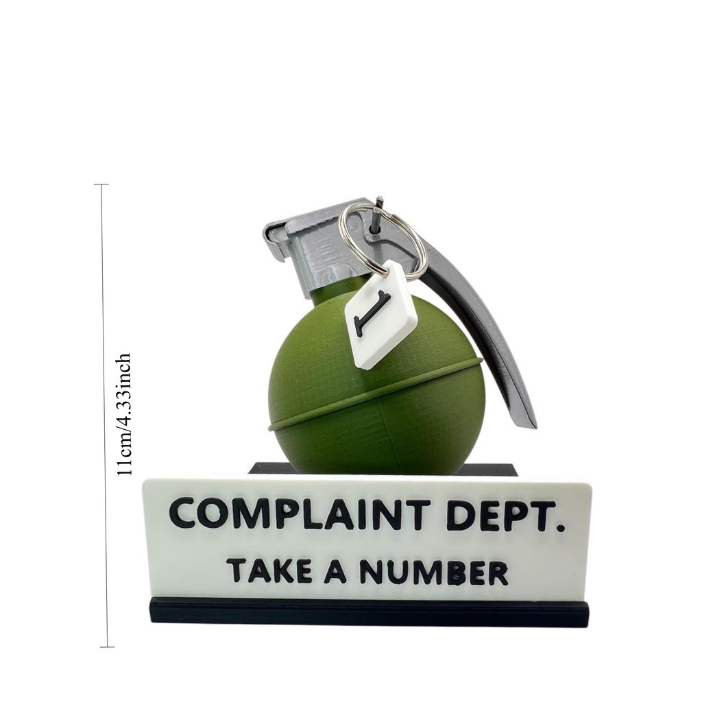 1Pc Complaint Department Hand Grenade Desktop Logo Decorative Resin Ornaments, Suitable for Home Desktop Party Holiday Decorations