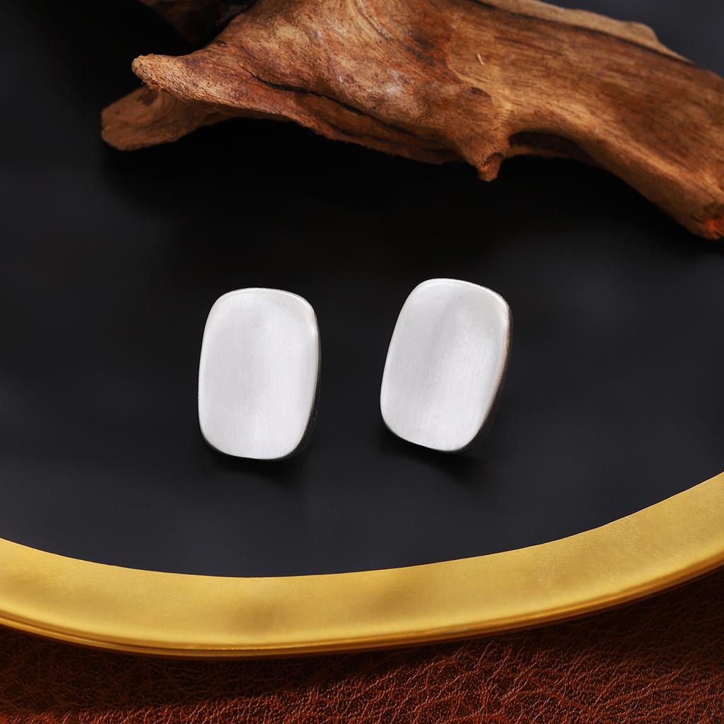 Cold Wind Geometric Brushed Matte Stud Earrings, Light Luxury High-End Sense Niche Simple Temperament Earrings Women