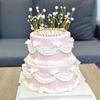 Doppelschichtiges Simuliertes Geburtstagskuchenmodell Dekoration Fälschung Obstkuchen Muster Schmuckstücke Bankett Party Auslage Fotografie Requisiten