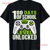 Video Gamer Student 100th Day Teacher 100 Days of School T Shirt  Vintage Washed Casual Unisex Stretched Versatile Comfortable