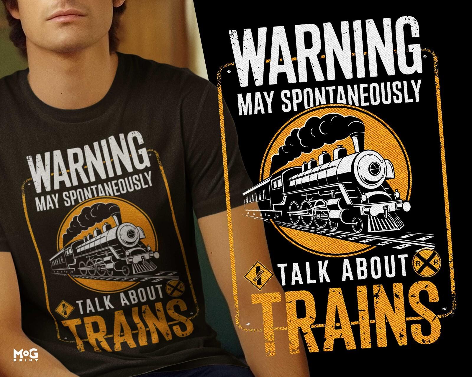 

Предупреждение Может Спонтанно Заговорить О Поездах Футболка Забавная Футболка с Графикой Локомотива 4XL