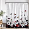 Floral Blue Butterfly Shower Curtain Purple Flowers Butterflies Plant Polyester Fabric Bathroom Decor Bath Curtains With Hooks
