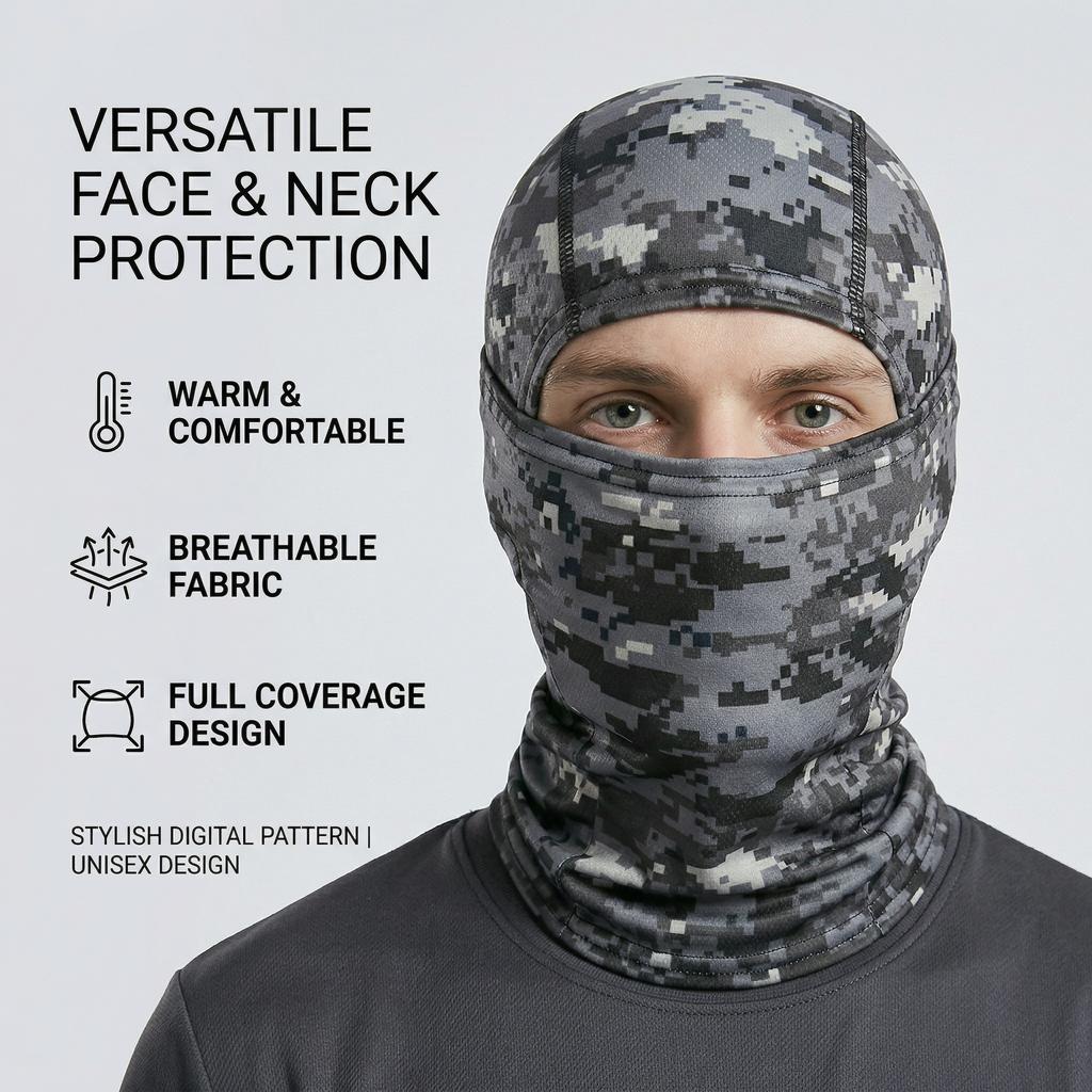 Multicam Camouflage Taktische Sturmhaube, Vollgesichtsbedeckung Schal für Radfahren, Jagd & Outdoor-Einsatz