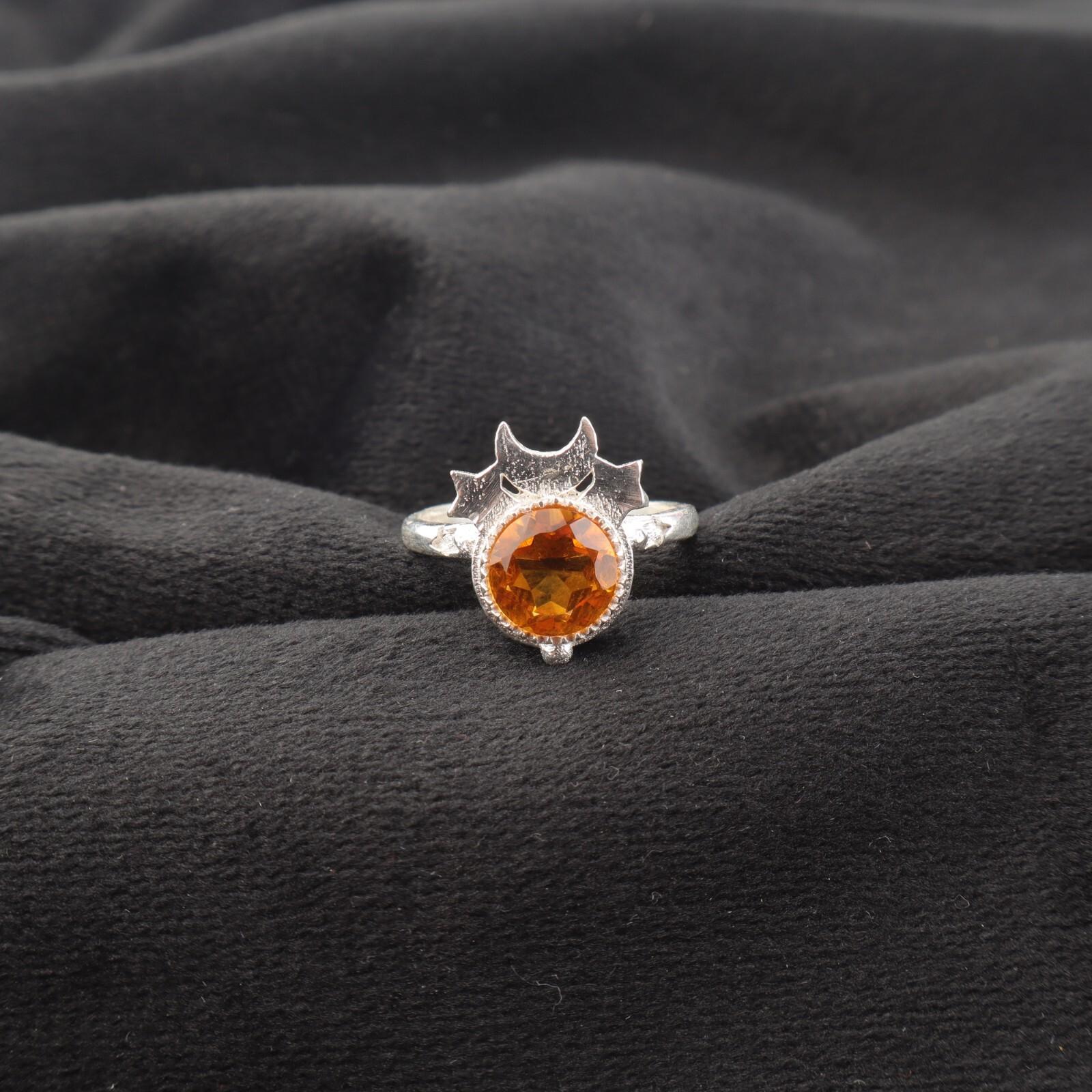 

Цитрин Драгоценный камень 925 Стерлинговое серебро Женские украшения Ручной работы Кольцо Подарок для матери RR-67-6 13