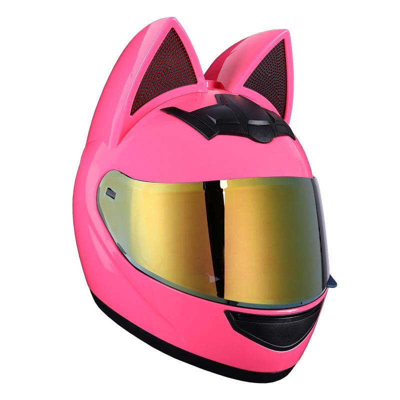 Motorcycle helmets men's and women's winter warm full helmets personalized cat ears electric vehicle helmets hard hats