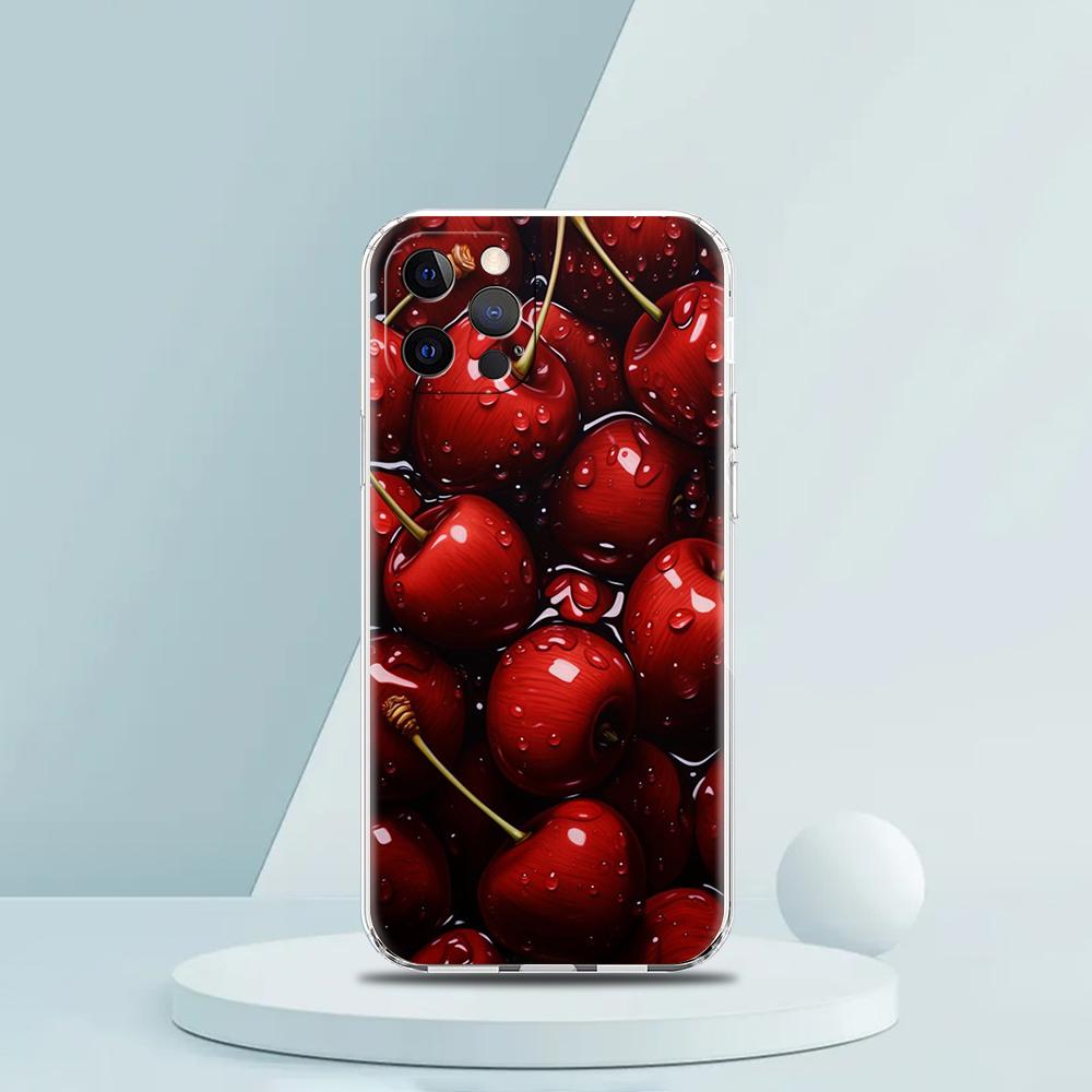 

Cherries Cherry Fruit Luxury Phone Case For iPhone 16 15 14 13 12 11 Pro Max XS X XR SE 7 8 Plus soft Silicone Clear Cover iPhone 13 Pro