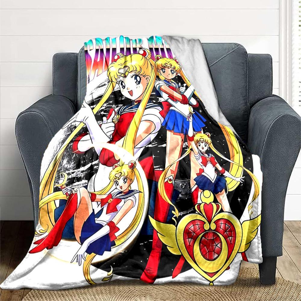 1PC Sailor Moon Blanket Soft Warm All Season Throw for Sofa, Bed, Car, Office Vibrant Colorful Design, Durable & Cozy Gift