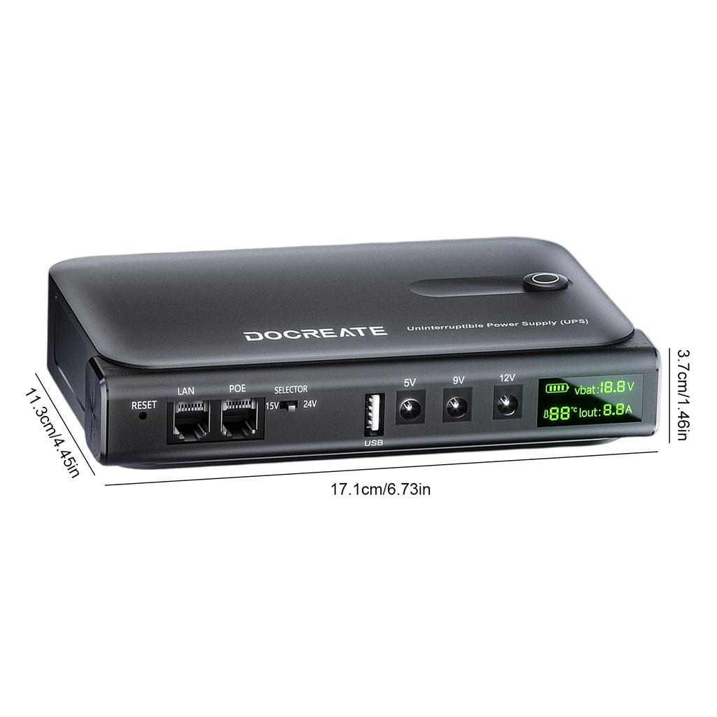 Mini DC UPS Uninterruptible Power Supply 18650 Replaceable Battery Backup 5V/9V/12V/24V for Router Wifi Modem Security Camera