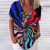 Summer Women's T-Shirts Coloful Print Tops V Neck Fashion Female Harajuku Clothing Girls Tees Loose Casual Oversized Tshirts