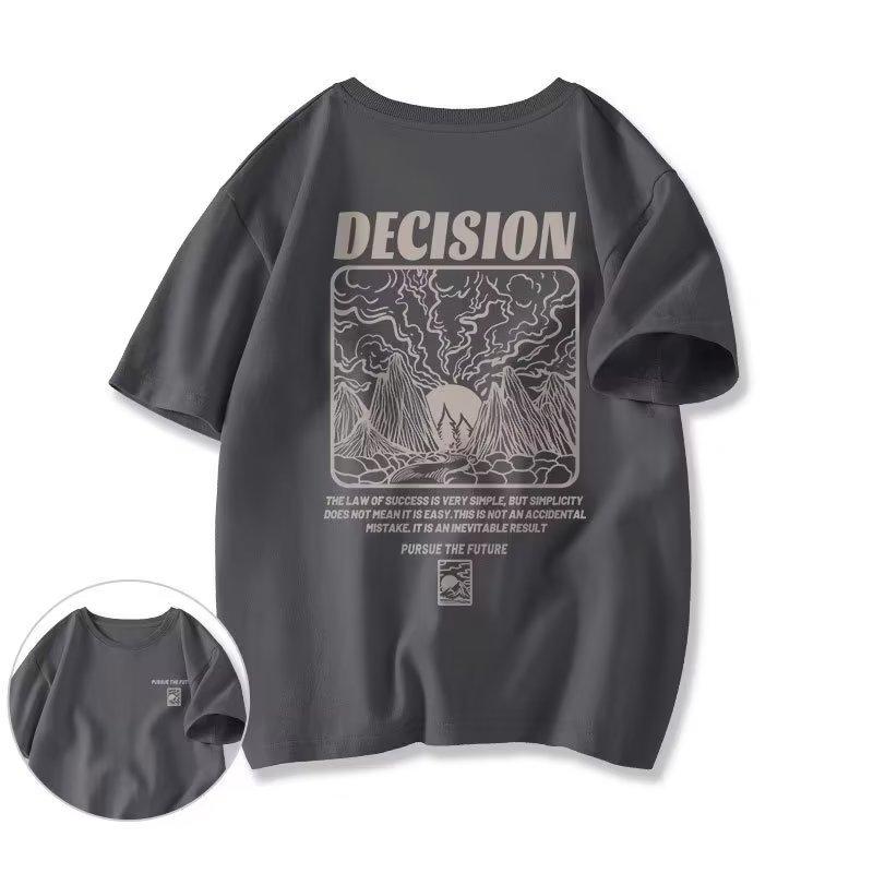 

Весенне-летняя мужская футболка с принтом. Новая модная свободная футболка с короткими рукавами. Повседневная. Универсальная повседневная спортивная футболка большого размера с короткими рукавами. L серый