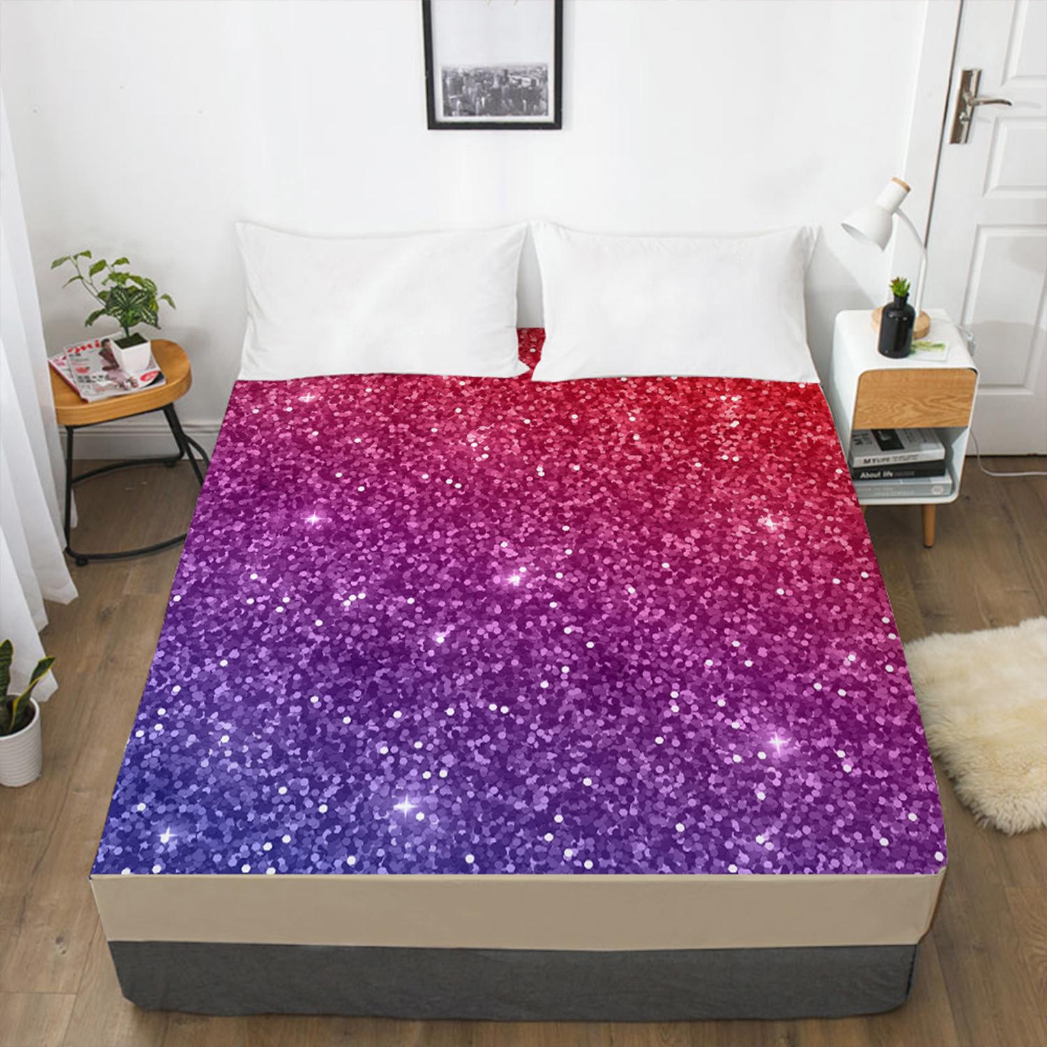 Модный домашний градиент цвета 3D-печатный узор простыня на резинке чехол для матраса — фото 4