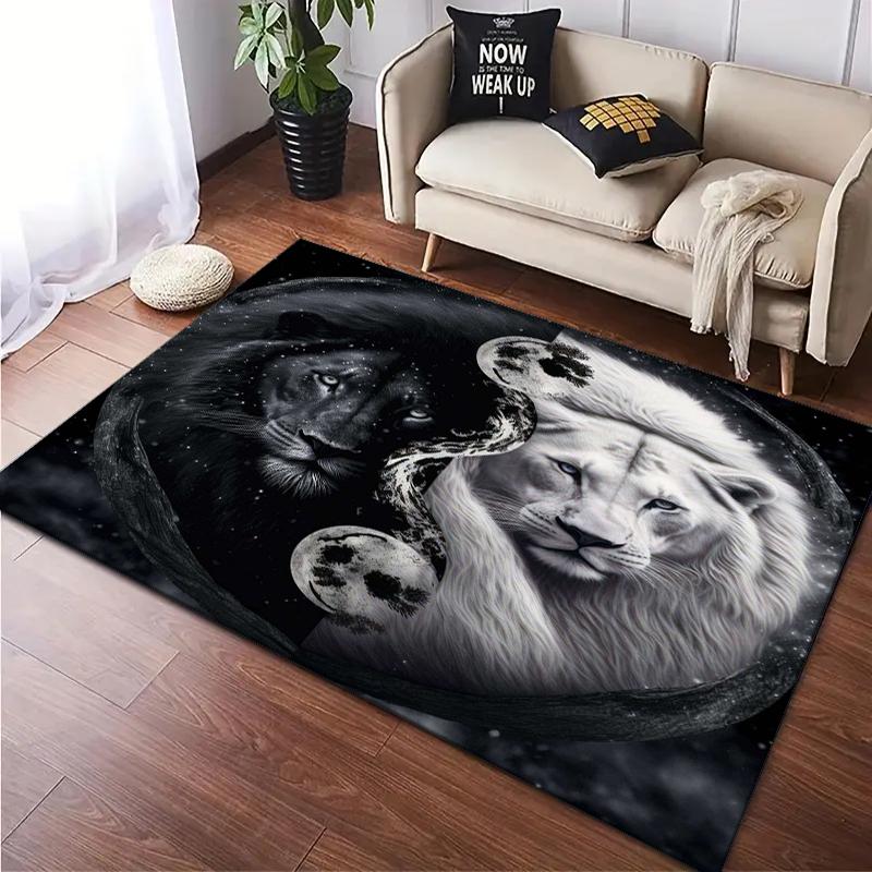 1PC Lion Pattern Printed Carpet Rug for Living Room Bedroom Home Sofa Decoration,Non-slip Floor Mat Floor Mat
