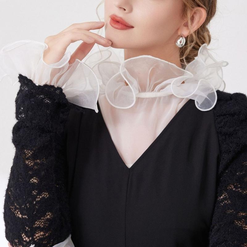 Elegant Detachable Lace Collar And Arm Sleeve Set For Formal Event Breathable Tulle Fabric Fashion Outfit Accessory