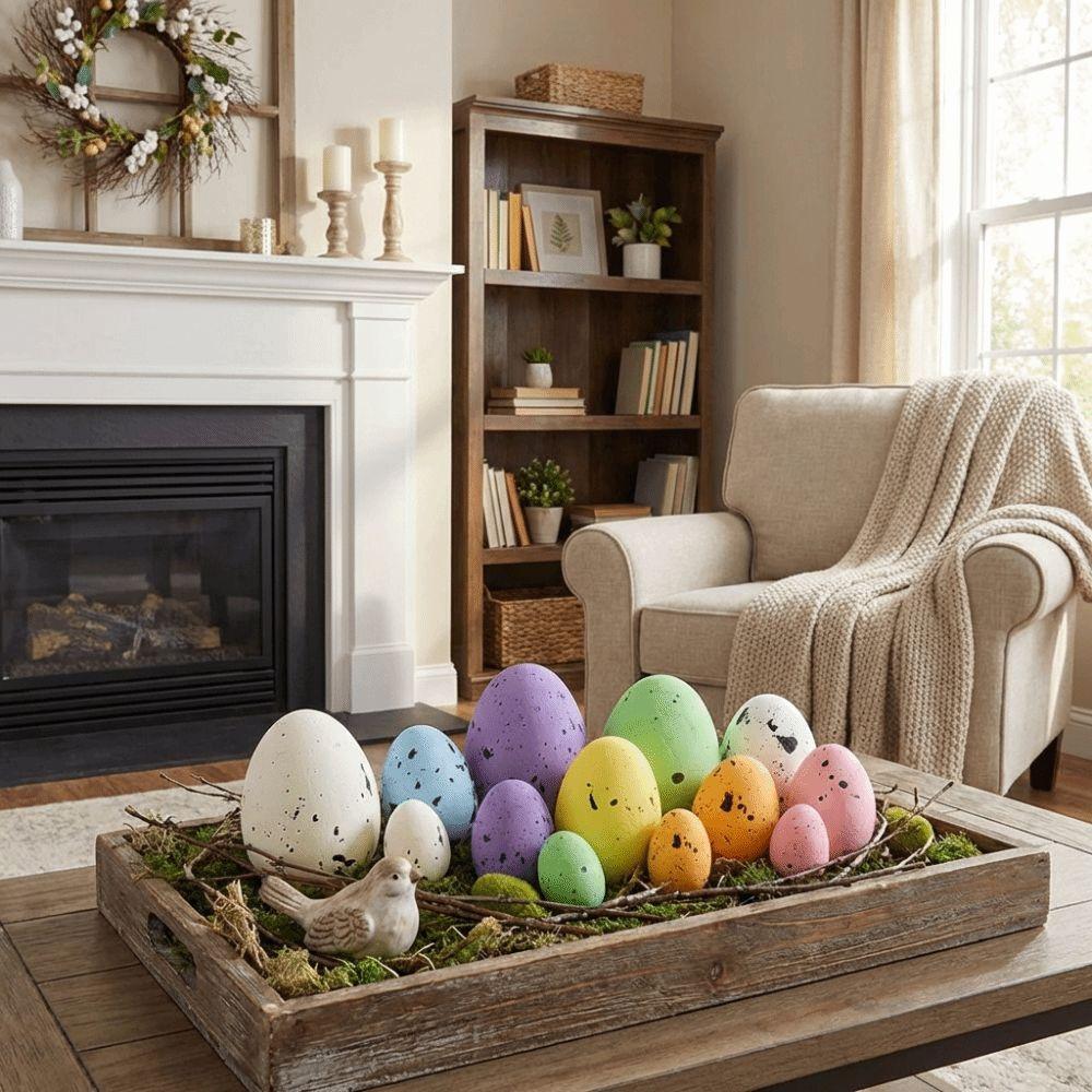 200Pcs DIY Painting Craft Foam Easter Eggs Basket Stuff Easter Hanging Egg Birthday Carnival