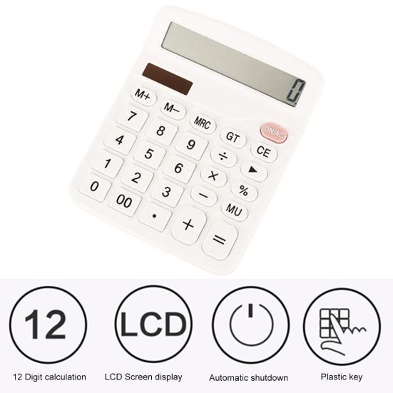 Mini Calculator Clear Screen Display Comfortable Buttons Non-breakable 12 Digits Display Ultra-thin Desktop Calculator Office Supply