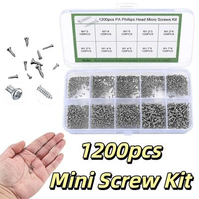 1200 Stück Kit Kleine Selbstschneidende Schrauben Wasserdicht Rostschutz Reparatur Schrauben Kreuzschlitzkopf Mini Mikro Schrauben Elektronik Reparatur