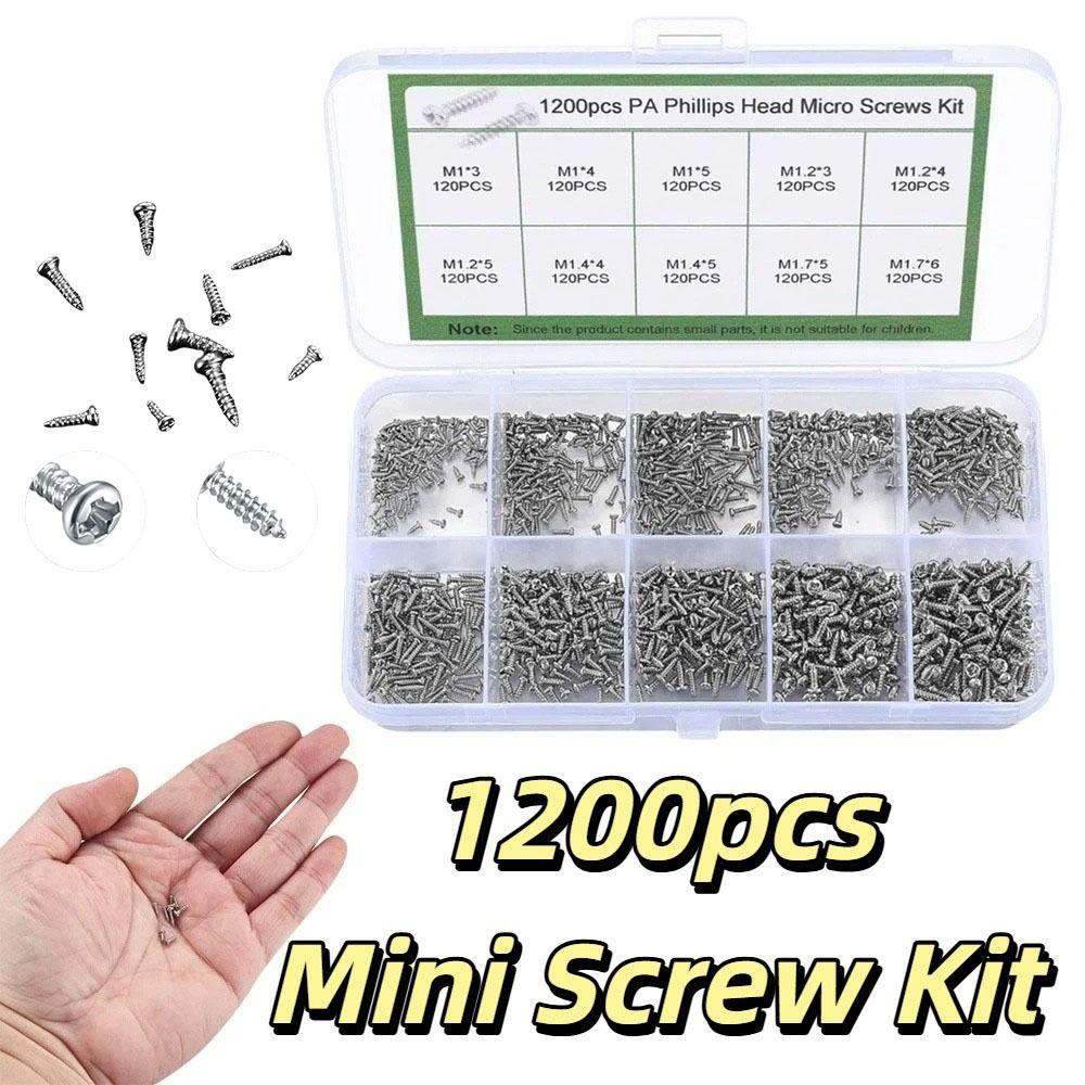 1200 Stück Kleine Selbstschneidende Schrauben Mini Mini Schrauben Set Mikro Schrauben Brillenreparatur