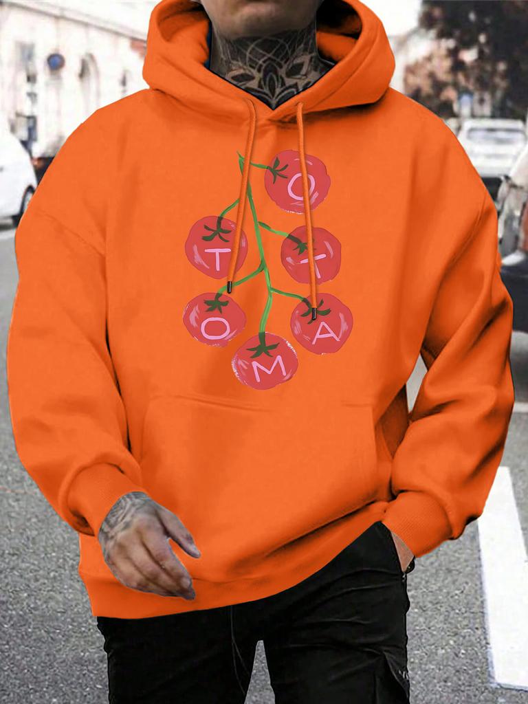Frisches Tomatenfrucht-Design Hoodies Herren Tasche Herbst Kapuzenpullover Lässig Fleece Streetwear Warm Unisex All-Match Hip Hop Kleidung