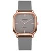 Rose Gold Silicone Strap Square Quartz Watch for Women and Students
