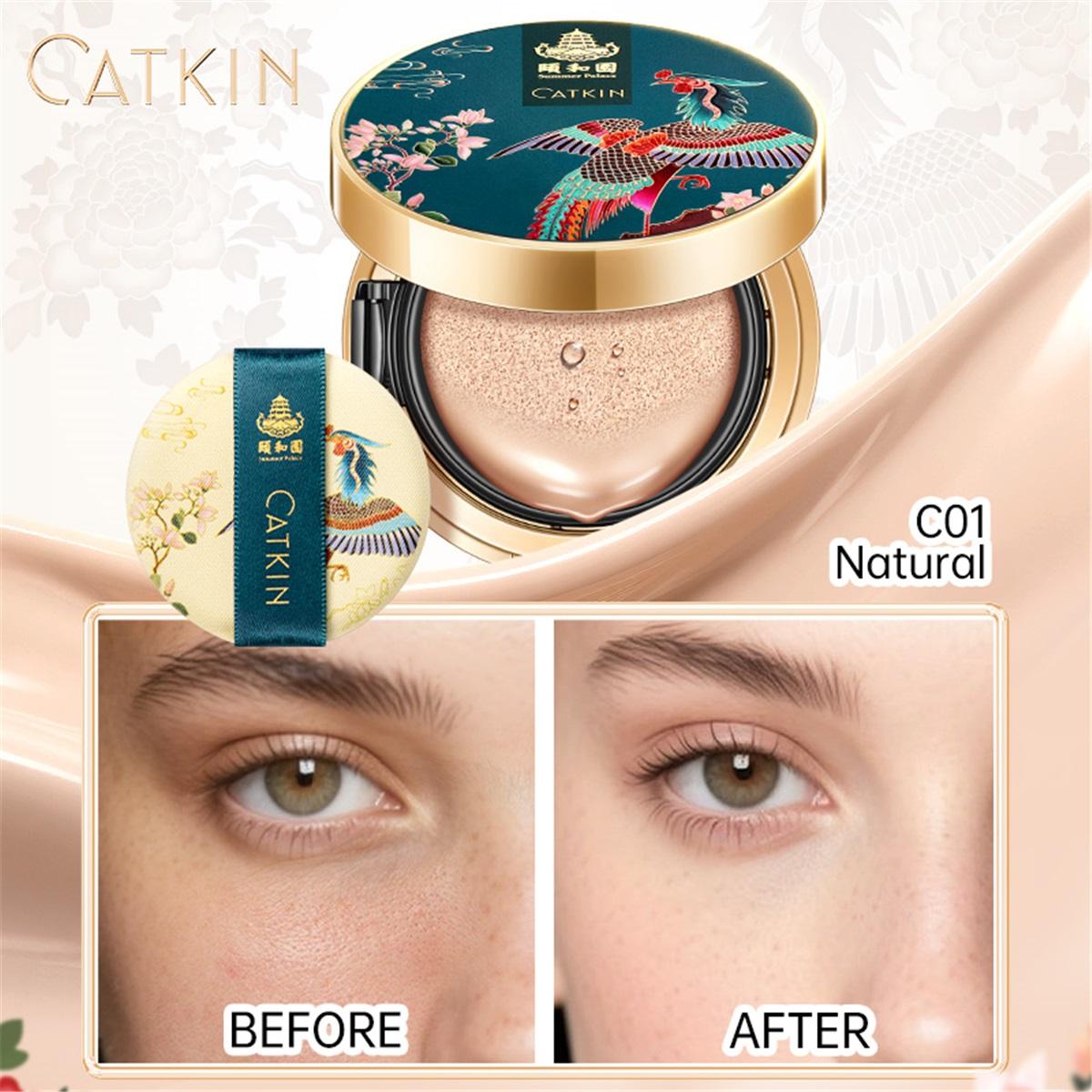 Catkin Phoenix Cushion Foundation Full Coverage, Sheer Satin Finish, Refill Included, Light Beige C01 Natural естественный