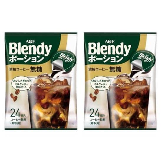 2-piece set Blendy Potion Concentrated Coffee Unsweetened 24 pieces Rich body aroma unique dark roast Portion type Instant Black Cafe au lait