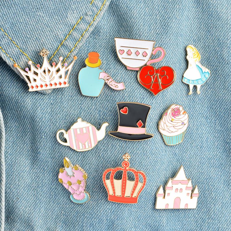 14pcs/set Cartoon Brooch Crown Castle Enamel Lapel Pin Children's Gift ...
