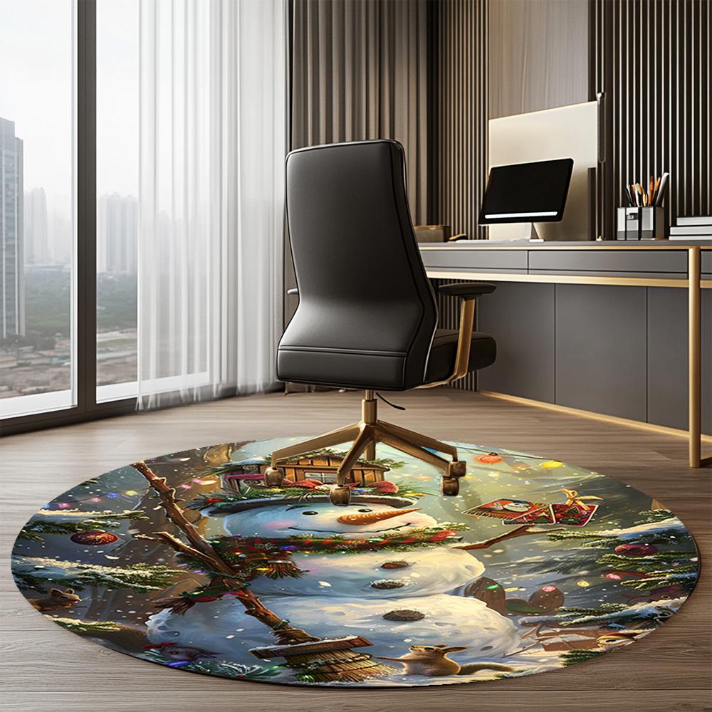Christmas Printed Round Rug Carpet Chair Rug Area Rug Entryway Doormats,for Office Chair Living Room Bedroom Kitchen Room.