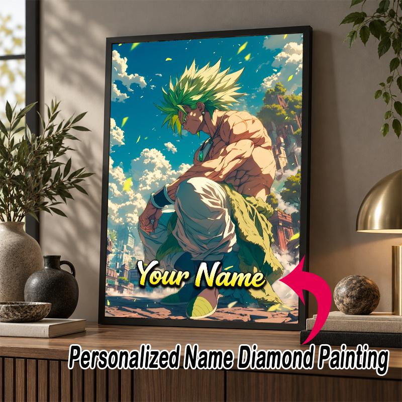 Personalized Broly Diamond Art Custom Name 5D Diamond Painting Full Drill DIY Craft