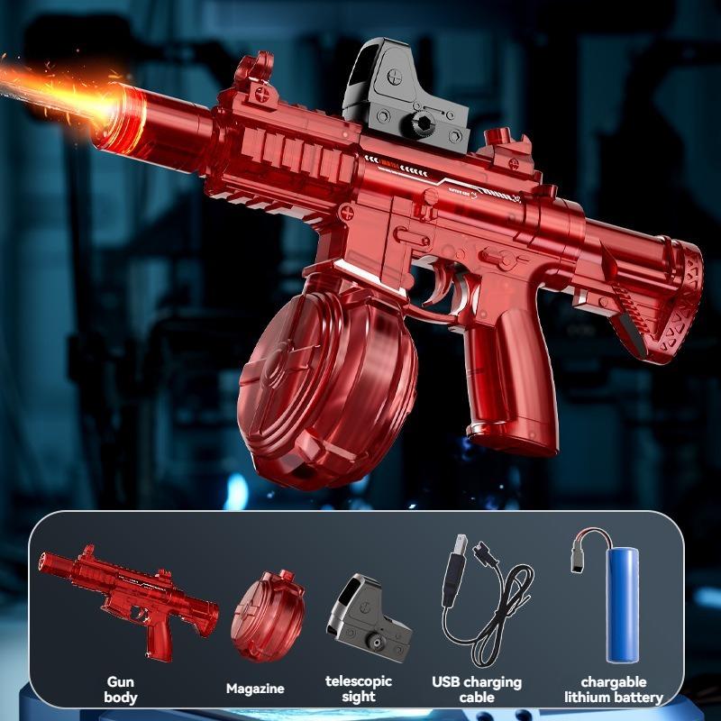 M416 Electric Water Gun with Light, Flame Effect Sprayers Continuously High Pressure High Speed Powerful, Outdoor Water Gun Toys