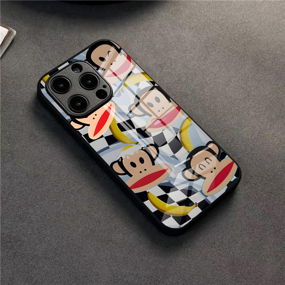 P-Paul F-Frank Big Mouth Monkey Phone Case For 17 Pro Max IPhone 16 Pro 14 12 11 13 Mini X XR XS 15 Plus SE Glass Cover