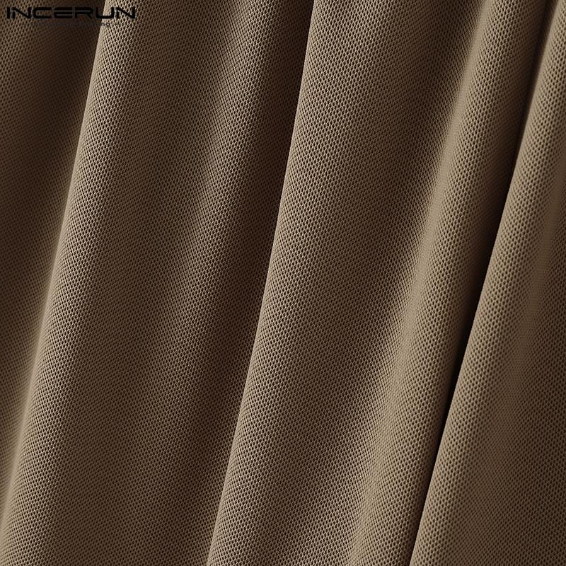 INCERUN Pánské vysoce elastické pasové ležérní volné texturované dlouhé kalhoty