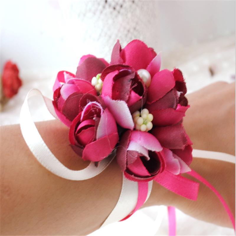 Artificial Wrist Flower Bridesmaid Sisters Hand Flowers Artificial Bride Flowers Wedding Decoration