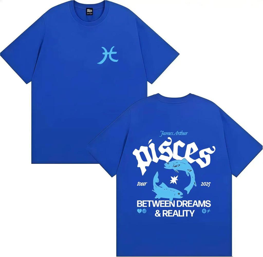 The Pisces World Tour Street Aesthetic Tops Harajuku James Arthur T Shirt Y2K Casual Print Tshirts Summer Oversized Tees Unisex