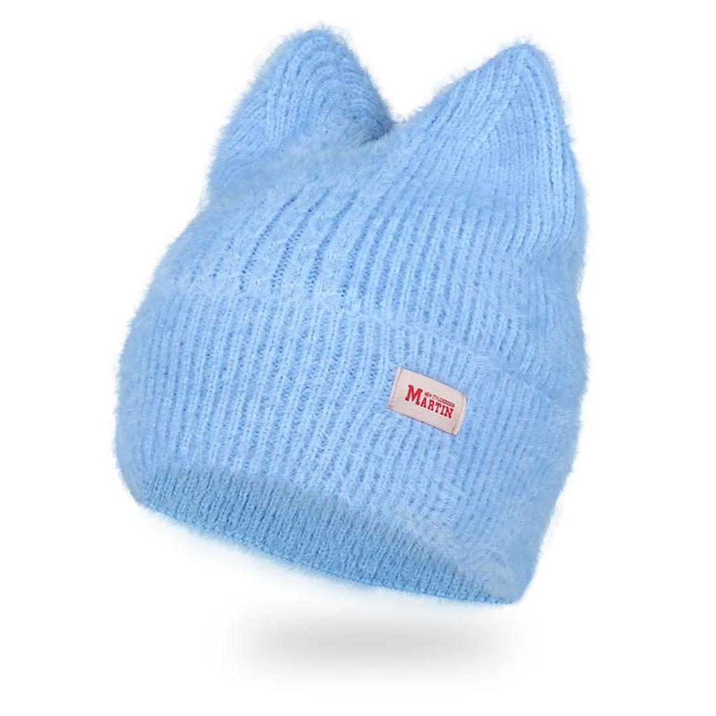 Y2K Crochet Hat for Women Winter Warm Beanie Cap Cute Cat Ear Hat for Teens Adult Cold Weather Windproof Hat Headdress