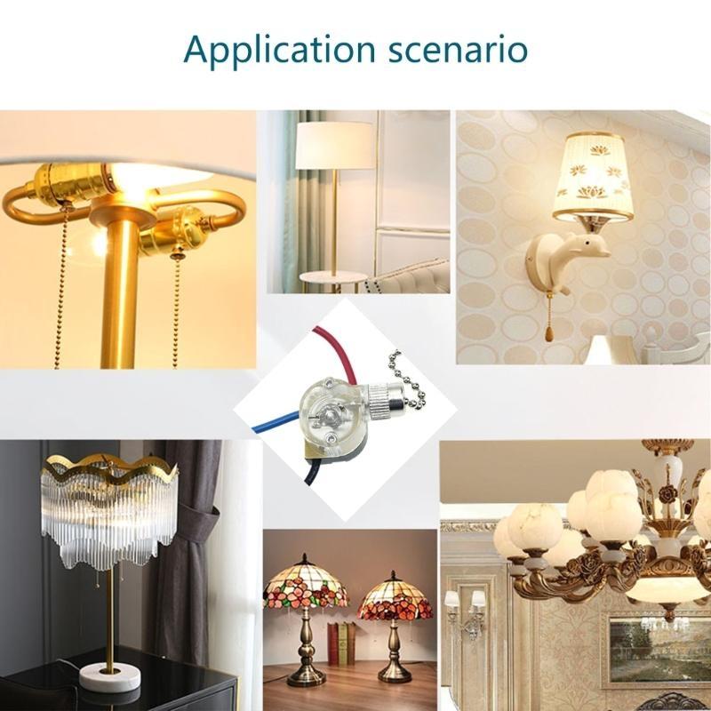 3-Wire Pull Chain Switchs Versatile Pull Chain Switchs Simple Installation for Clear Ceiling Fan or Hangings Lamp