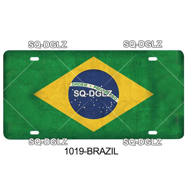 [SQ-DGLZ] AB Stadt Nummernschild Metallschild Vintage Plakette Blechschild Wanddekoration für Bar Landesflagge Polen/Brasilien/Australien