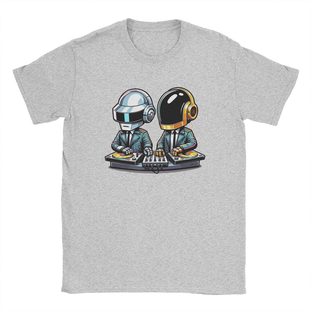 Herren Daft Punk T-Shirt Baumwolle Oberteile Lustige Kurzarm Rundhals T-Shirts Sommer T-Shirts
